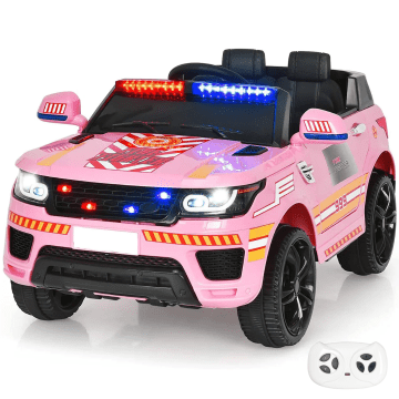 Kijana Auto Elettrica per Bambini in stile Polizia Land Rover, Colore Rosa